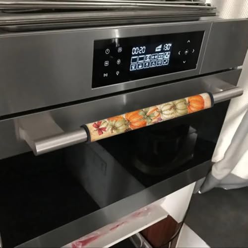 Image of Fall Refrigerator Door Handle Covers Set of 6 Pumpkin Print Electric Appliance Handle Covers Anti-Slip Fridge Gloves Heat Proof Microwave Fall Kitchen Decoration