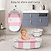 Collapsible Baby Bathtub for Newborn to Toddler 0-36 Months,Spacious Foldable Infant Bath Tub with Thermometer,Cushion & Drain Hole,Portable Travel Tub, Baby Shower Gift Pink
