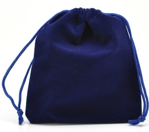 PEPPERLONELY Brand 10PC Dark Blue Velvet Drawstring Pouches Jewelry Gift Bags 12x10cm (4-3/4 x 4 Inch)