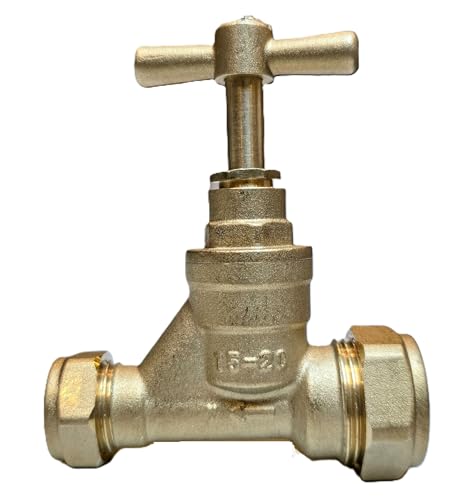 TC Brass Mains Stopcock Valve 20mm MDPE X 15mm Copper Poly Stop Cock Tap