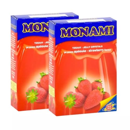 Monami - Cristales de gelatina con sabor a fresa, 2 paquetes de 150 g