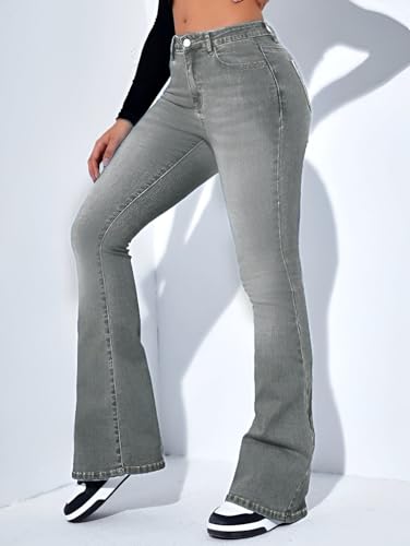 Image of Ben Martin Women's High Waist Jeans || Flared Bell Bottom Bootcut Pants || Wide Leg Stretch Denim - Perfect for Travel, Party & Everyday Use - Sizes 26-40 (1)