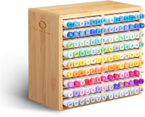 Marqueurs permanents Ohuhu 120 couleurs et leur organiseur de bureau en bambou