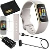 Fitbit Charge 5 Advanced Fitness & Health Tracker (White) with Built-in GPS, Stress Management Tools, Bundle with 2 Watch Bands, 3.3foot Charge Cable, Wall Adapter, Screen Shield & PremGear for Fitbit