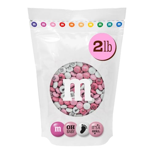 M&M'S It's A Girl Milk Chocolate Candy 2lb Bag with Pink, Dark Pink, and White M&M'S for Baby Girl Showers, Gender Reveal Parties, and Baby Celebration Favors