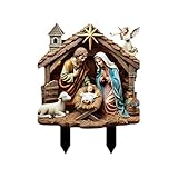 金属製のクリスマス ナビゲーション シーン 屋外装飾,クリスマス ナビティ シーン アウトドア インサート | 室内 庭 デッキ 農場 バルコニー 草地 鉢植え 玄関用 聖なる装飾像 景観