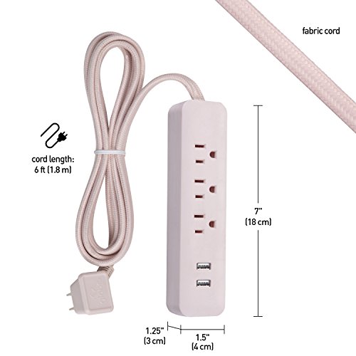Globe Electric - 78257 Designer Series Power Strip, Rose 3 Outlet #TOP2