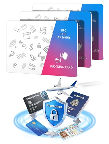 Magriffin 3-Pcs RFID Blocking Card: Bank ID Debit Credit Card Protector for Wallet - Passport Protection for Travel Security - Ultra Slim (0.29in,Gradient Purple)