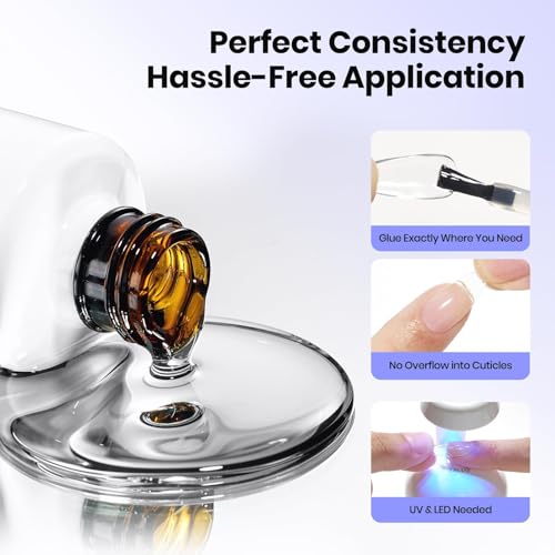 Beetles 2Pcs 20ml Nail Glue Gel, Large Size Set for Clear Press-On Nails & Nail Tips, Self-Leveling Extension Gel, Designed for Frequent Use, DIY & Salon Ready, UV/LED Cured