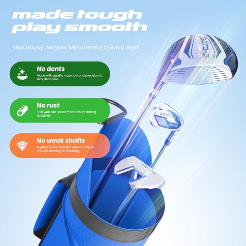 Image of 5 /6 /7 Pieces Kids Golf Clubs Set - Youth Golf Clubs Junior Set Ages 3-14 Includes Stand Bag, 1# Driver, 5# Hybrid, 7#, PW# Irons and Putter Right /Left Hand for Boys Girls