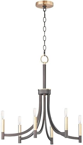 Miniatura 3 de Maxim 21526BZAB Lyndon - Lámpara de araña tubular moderna, 6 luces, 360 vatios en total, 27 pulgadas de alto x 28 pulgadas de ancho, bronce/latón