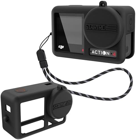 Silicone Protective Sleeve Cover for DJI Osmo Action 4/Action 3 Camera Len Protector Cap Osmo Action 3/4 Camera Accessories with Anti-Lost Rope
