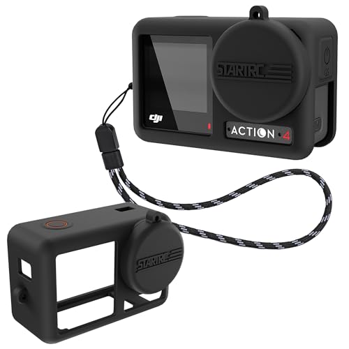 Funda de silicona para DJI Osmo Action 4 con tapa de lente y cuerda antipérdida duradera