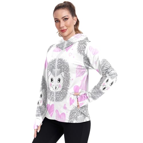 Cute Hedgehog Sun Protection Hoodie Upf 50+, Long Sleeve Zip up Outdoor Jacket2