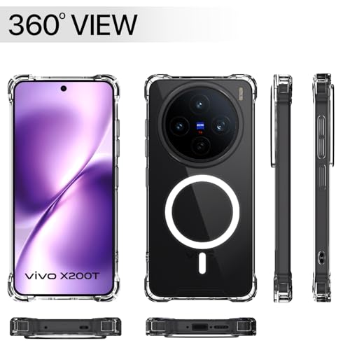 Image of Amazon Basics Back Cover for Vivo X200T 5G Mag-Safe Shockproof PC + TPU Protective Case Magnetic Support Bumper Case (Transparent Mag-Safe)
