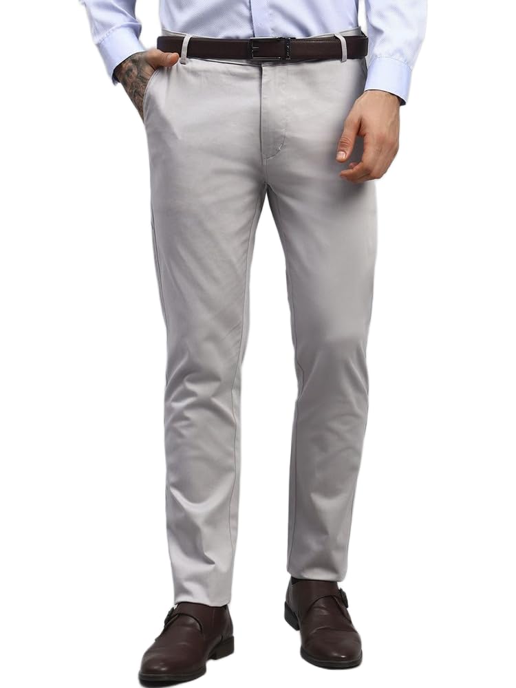 pantom Men's Trouser Grey Size 32 Classic Mid-Rise Satin Regular Fit-picture-32