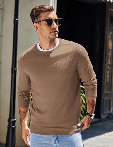 COOFANDY Mens Sweater Crewneck Pullover Long Sleeve Lightweight Sweater Plain Knit Silm Fit2