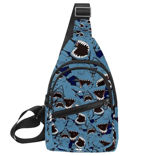 Sac à bandoulière motif requin bleu pour femme avec sangle réglable