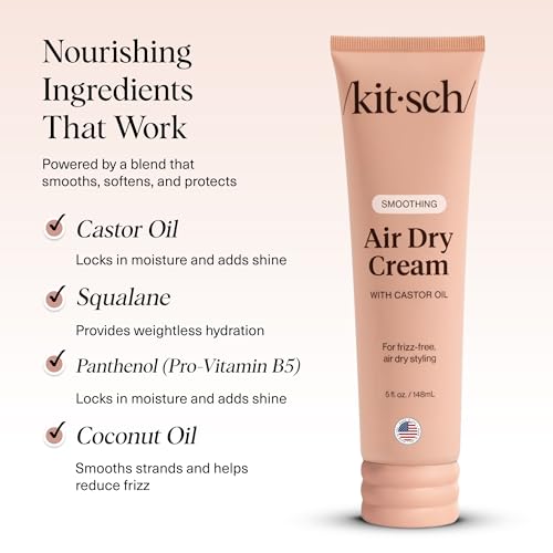 Kitsch Smoothing Air Dry Cream for Hair – Frizz Control Hair Care Product with Castor Oil & Coconut Oil – Weightless Styling Cream - Enhances Natural Texture Appearance, 24-Hour Smooth Finish – 5 oz - Image 6
