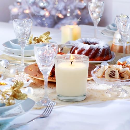 Image of 4 Packs Unscented White Votive Candles in Glass, 2 Inch Natural Soy Wax Scentless Candles for Christmas Wedding Party Home Decor Holidays Relaxation Spa, 12-15 Hour Burning Time
