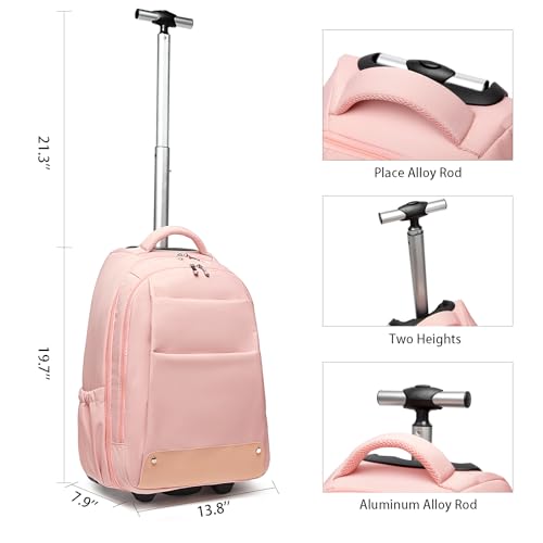 Rolling Backpack,17 inch Rolling Laptop Bag Travel Backpack with Wheels Roller Back pack Wheeled Laptop Bag with Wheels for Women Men2