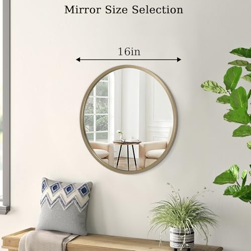 Image of AOAOPQ Mirror Wall for Bathroom Metal Brushed Frame Wall Mounted Home Living Room Entryway Bedroom Bronze