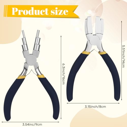 Image of Mudder 2 Pieces Jewelry Making Tool Bail Making Pliers 6 in 1 Jewelry Wire Bending Pliers for Beading Looping Shaping Wire DIY Crafts(Blue and Yellow)