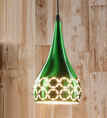 Image of GreyWings Metal Cut 3 Light Cluster Hanging Light Ceiling Pendant Lamp, 6 inch Small, Green