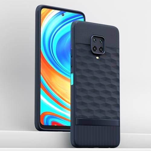 Image of Pikkme Back Cover for Redmi Note 10 Lite /Note 9 Pro /Pro Max /Poco M2 Pro Camera Protection 3D Hexa Cube Design Silicone Protective Bumper Case (Blue)