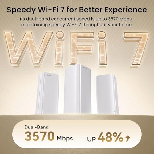 Image of Tenda WiFi 7 Mesh System BE3600 - Dual Band Mesh WiFi System for Home, Seamless Mesh Network with 3 Gigabit Ports, Supports 160+ Devices, MLO, VPN, 4K QAM, ME3 Pro (1-Pack)