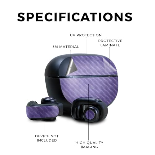 Image of Carbon Fiber Skin Compatible with Bose Ultra Open Earbuds - Purple Airbrush - Premium 3M Vinyl Protective Wrap Decal Cover - Easy to Apply | Crafted in The USA by MightySkins