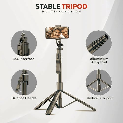 Image of EDNITA E16 Selfie Stick Tripod Upgraded 61 inch Long, Balance Handle, Hand Stabilizer,Stable Tripod for Anti Shake Shooting, 6 Section Telescopic Design Wide-Angle Photography