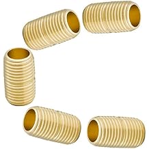 Brass Close Nipple Pipe Fitting,1/2" x 1/2" NPT Male Pack of 5