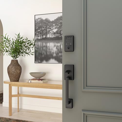 Image of Schlage Arrive Smart WiFi Deadbolt Lock with Camelot Trim, Matte Black | Keyless entry door lock, Push button keypad, Built-in app control, Alexa, Google Home & Ring compatible, Certified security
