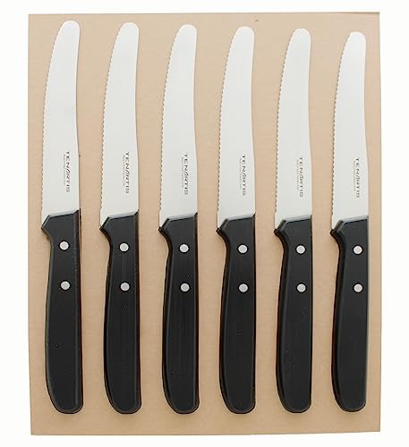 Tenartis Set 6 Coltelli da Tavola, Bistecca, Pizza, Frutta 11 cm Confezione Ecologica #PlasticFree Made in Italy