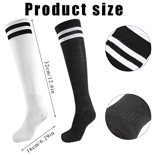 2 Pairs Kids Football Socks, Long Children's Football Socks, Comfortable Breathable Thin Sports Accessories Socks for Running, Training, Rugby, Hockey for Boys, Girls