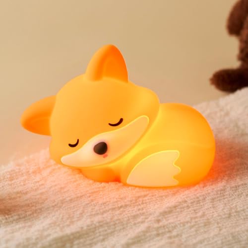 Fox Lamp Fox Cute Night Light Gifts Rechargeable Bedside Nightlight Dimmable Squishy Silicone Animal Touch Lamp Baby Room Decor Small Night Light for Kids Teens Boys Girls Lovers