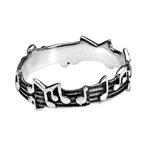 AeraVida Whimsical Melody Musical Notes .925 Sterling Silver Band Ring | Music Note Rings Sterling Silver Women | Melody Ring | 5 Mm Ring | Comfort Fit US Sizes 5-113