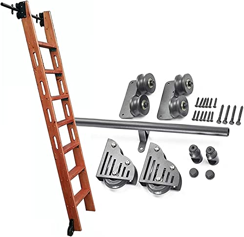 Herrajes deslizantes kit de biblioteca rodante y rieles redondos para guía de escalera