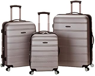 Rockland Melbourne Hardside Expandable Spinner Wheel Luggage, Silver, 3-Piece Set (20/24/28)