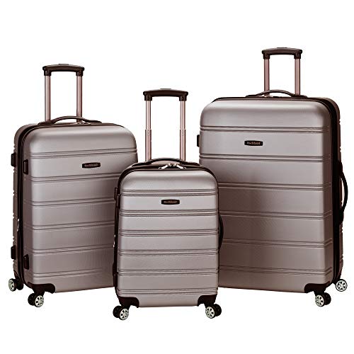 Rockland Melbourne 3-Piece Expandable Hardside Spinner Luggage Set, Silver (20/24/28)