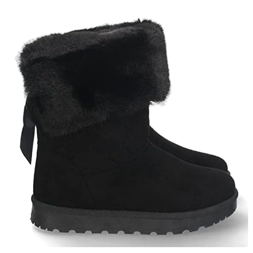 shoes&blues.es 67460-Botin Australiano para Mujer, Comodos y Calentitos, Forrado con Pelo Interior, con Detalle de Lazo en el Talon, Otono Invierno 2022. Talla 37 Negro