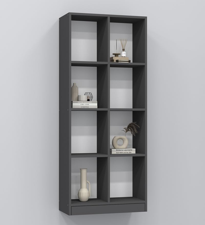 Image of SPECIALITY PANELS 8 Shelf Bookcase, Grey, 176x73x35 cm, Open Storage Shelving Unit with Carpenter Assembly