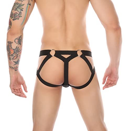 Men'S Thong Underwear Sexy Men Bondage Underwear Jockstrap G String Elastic Hollow Lingerie Thong T-Back4