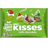 HERSHEy'S KISSES Grinch - Caramelos de chocolate con leche, Navidad, bolsa de 9.5 onzas