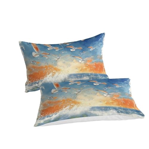 Parure de lit mouette 3D King 220x240 avec housse de couette et taies - 3