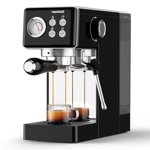 Hanrose Espresso Machine 15 Bar, Compact Espresso Machines with Milk Frother Steam Wand, Stainless Steel Espresso Maker, barista coffee machine, Latte, Cappuccino Machine for Home