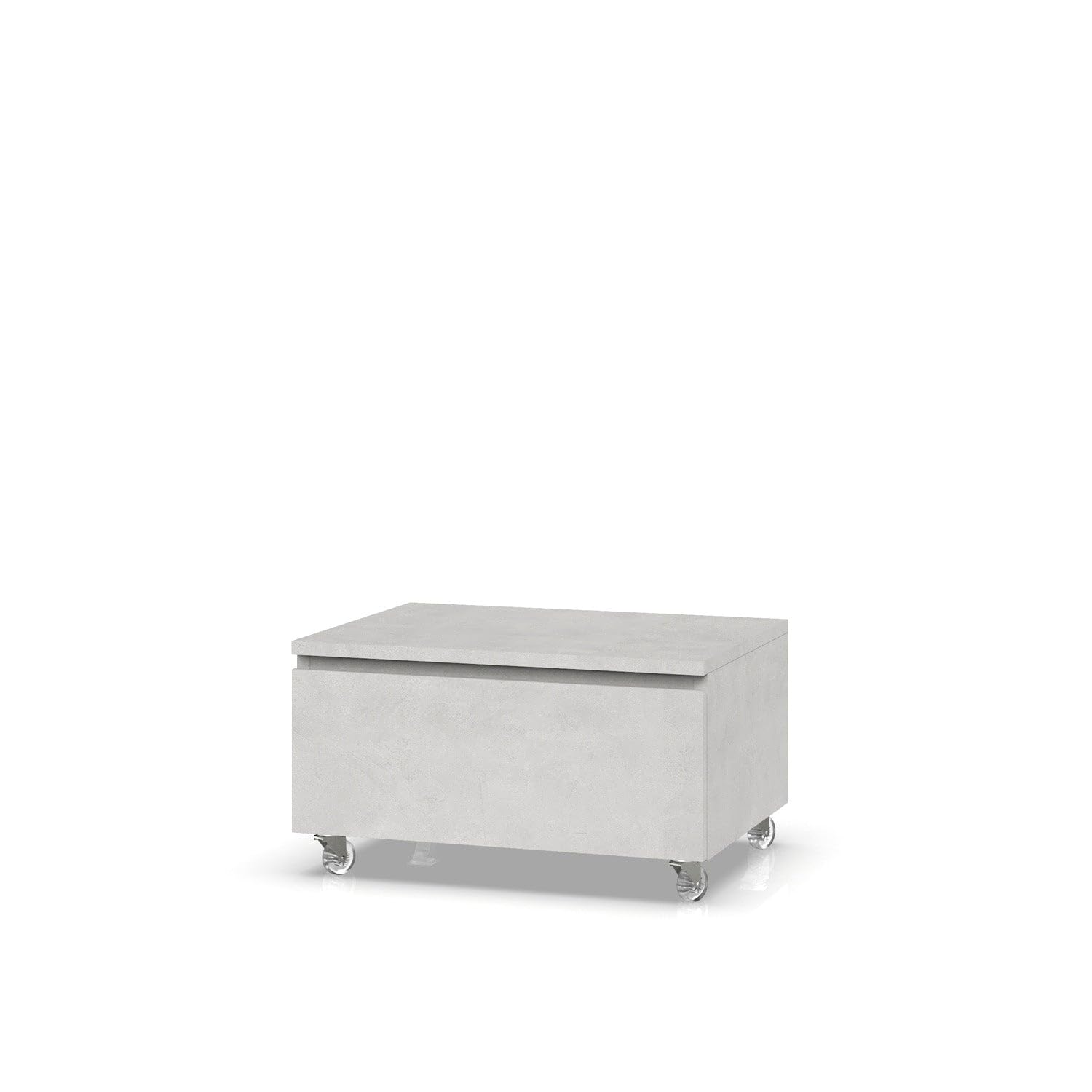 AQA DESIGN accessori casa cassettiera, nr1 cassetto con scorrimento e chiusura soft close, maniglia a gola, nr4 ruote piroettanti, Made in Italy - Bianco - 120x45x32 cm