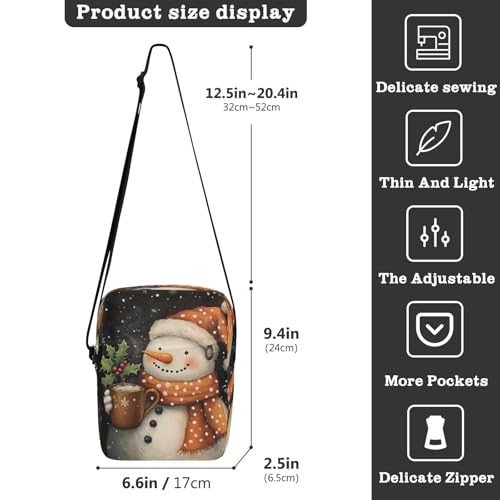 Crossbody Bag Christmas Snowman Snowflake Messenger Bag for Women Men Purse Shoulder Bag Satchel Bag with Adjustable Strap 214B91493