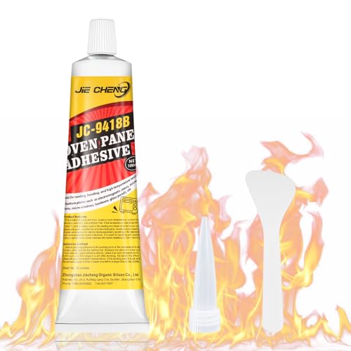 Hitzebest&auml;ndiger Kleber, 100ml Hochtemperaturkleber Feuerfestes Silikon, Hochtemperatur Silikon, Schamottkleber Hitzebest&auml;ndig f&uuml;r Kaminofen Backofen Mikrowelle Induktionsherd Ofen, Schwarz
